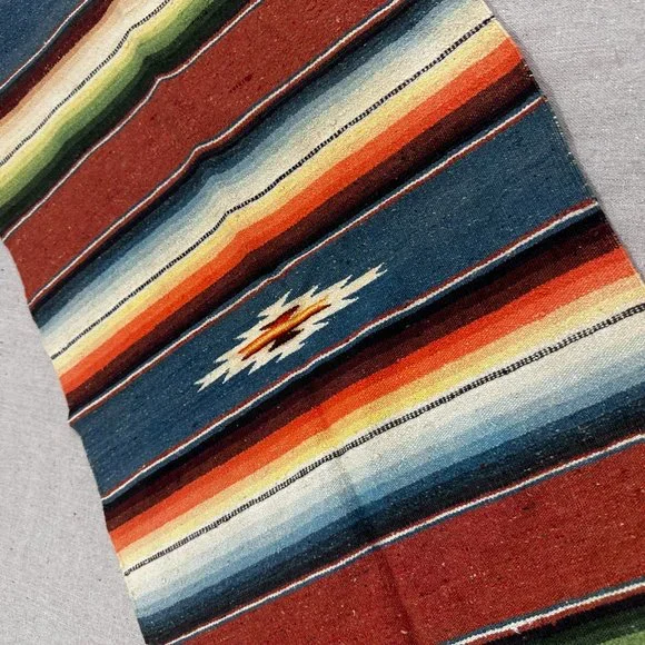 Vintage Chimayo Southwestern Small Rug Woven Wool New Mexico Table Runner - Picture 2 of 5